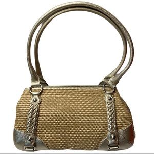 Giani Bernini Straw & Metallic Gold Trim Purse